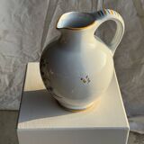 Carafe blanche peinte bouquet bleu et jaune H22