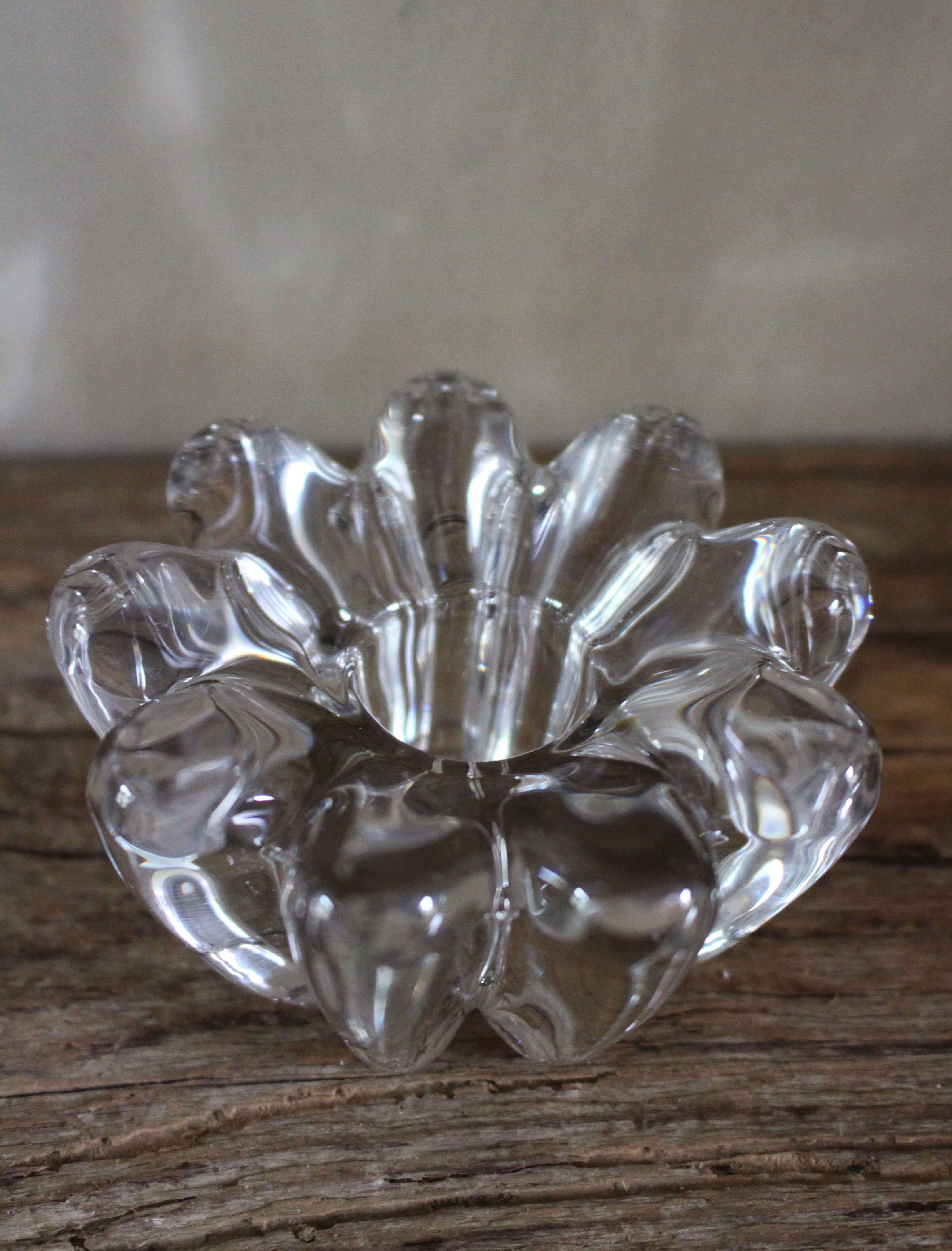 Glass flower candle holder vintage taper candle
