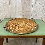 Wicker & brass tray