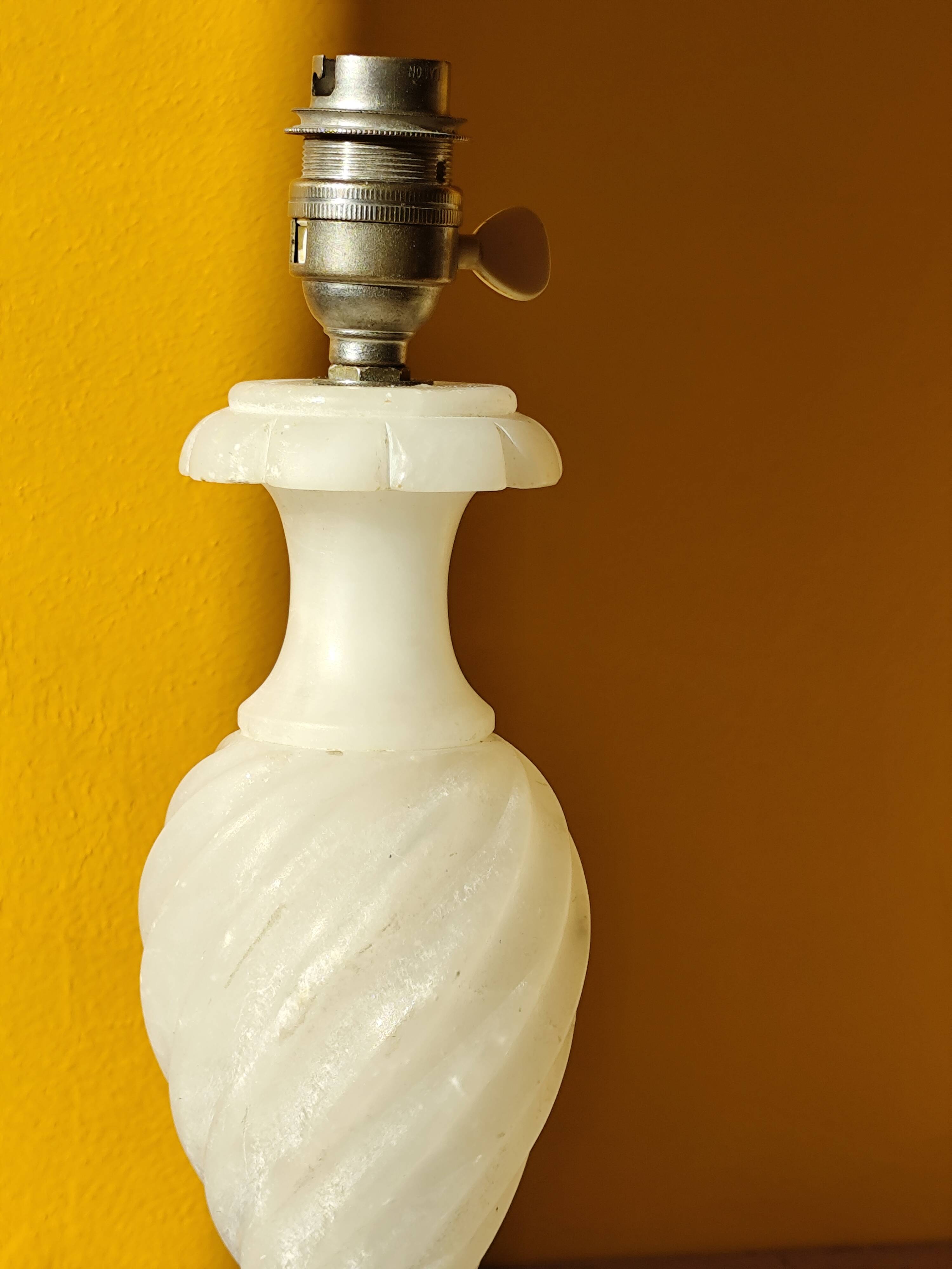 Antique twisted marble lamp base - white stone lamp