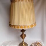 Bronze lamp 1960s Louis XV style / Rocaille with lampshade - H 60 cm