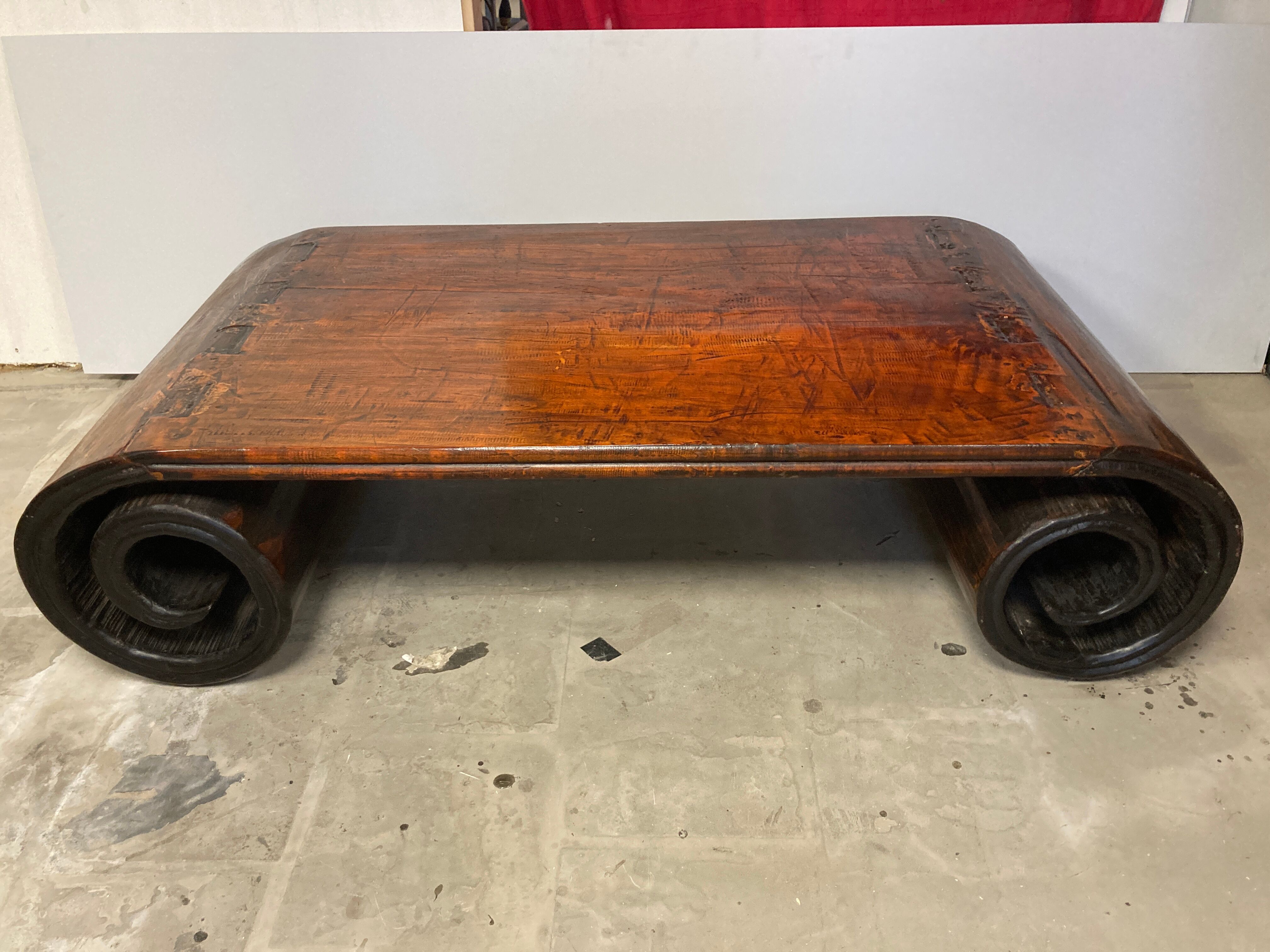 Midcentury Chinese antique scroll coffee table
