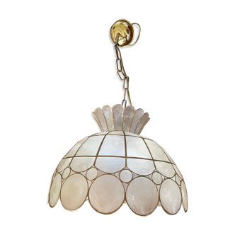 Mother-of-pearl and brass hanging lamp