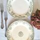Mismatched antique ironstone earthenware plates