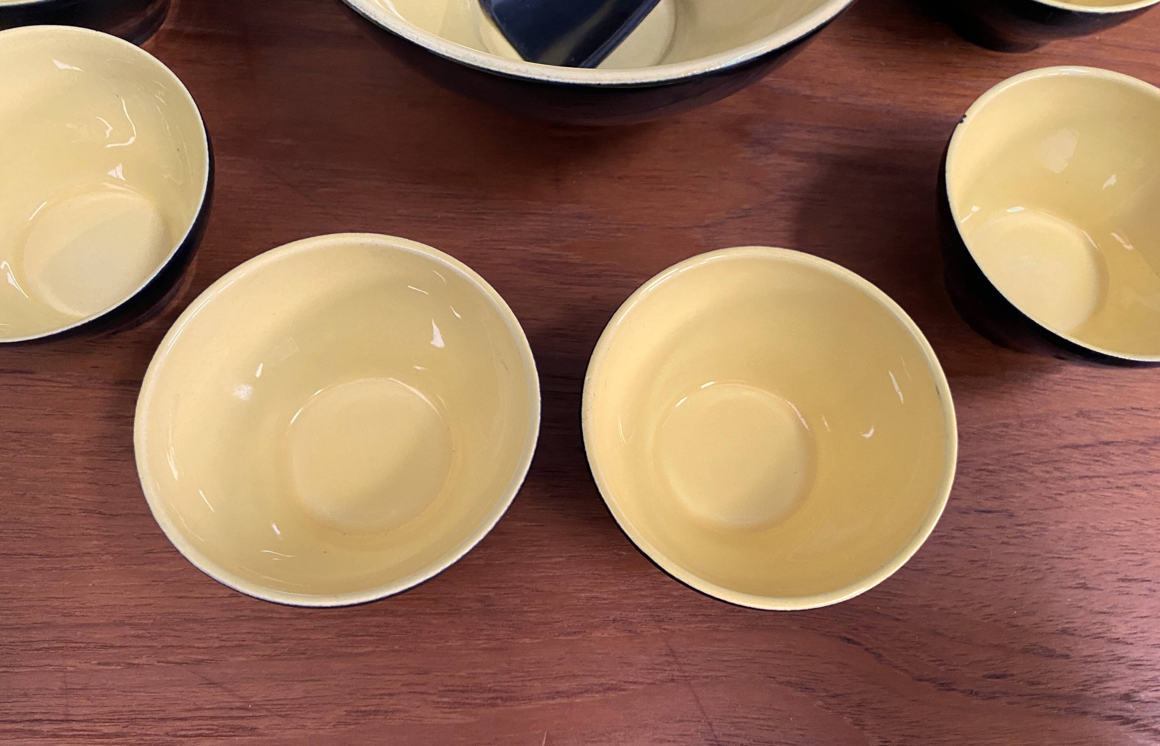 Ceramic black and yellow nuts dispender set 1960s