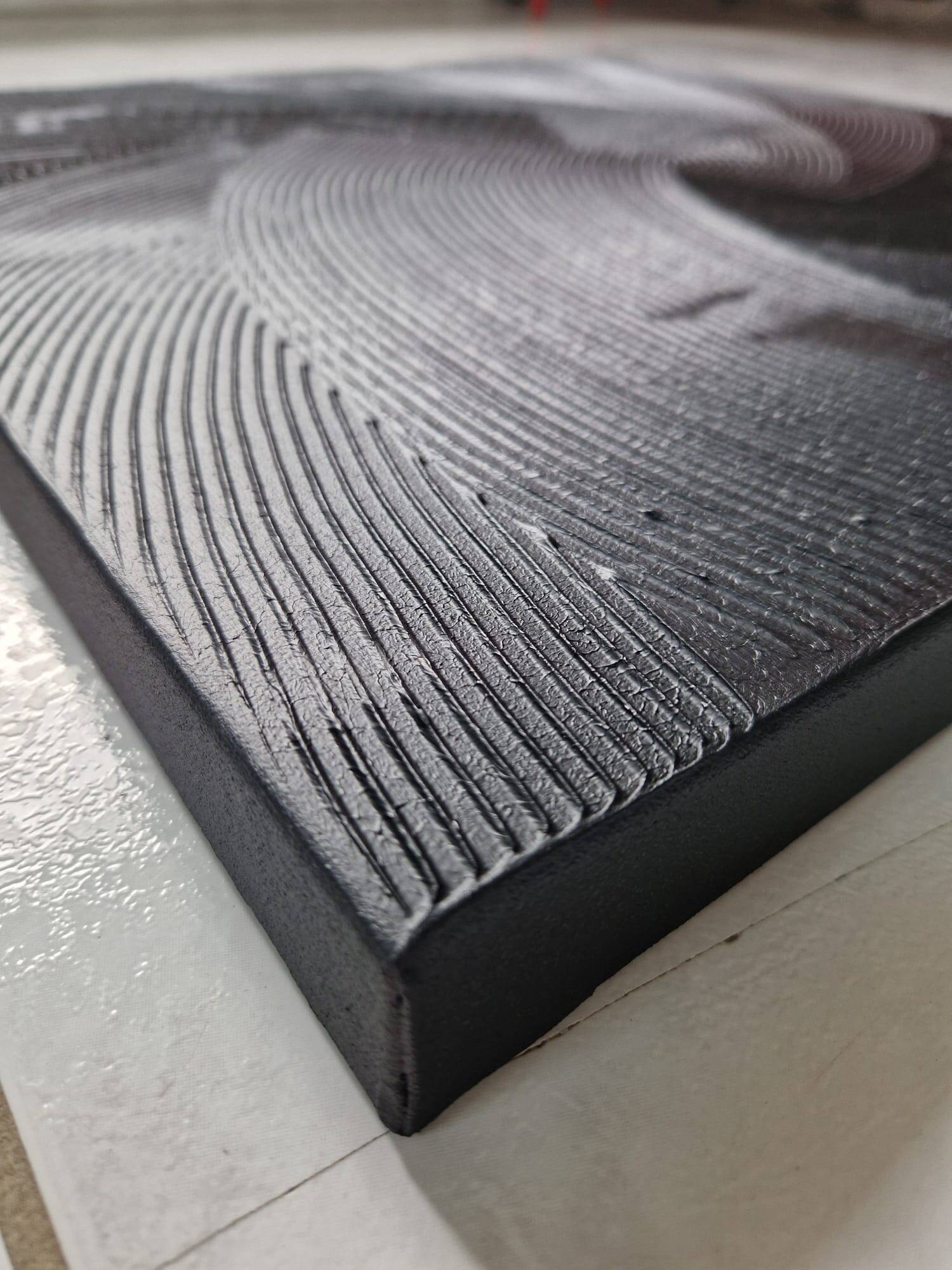 Minimalist monochrome abstract painting in black