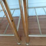 Pair of bedside tables in brass and smoked glass