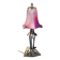 Wrought iron lamp from 1920 to 30, with gold patina with pretty pink tulip 39x16