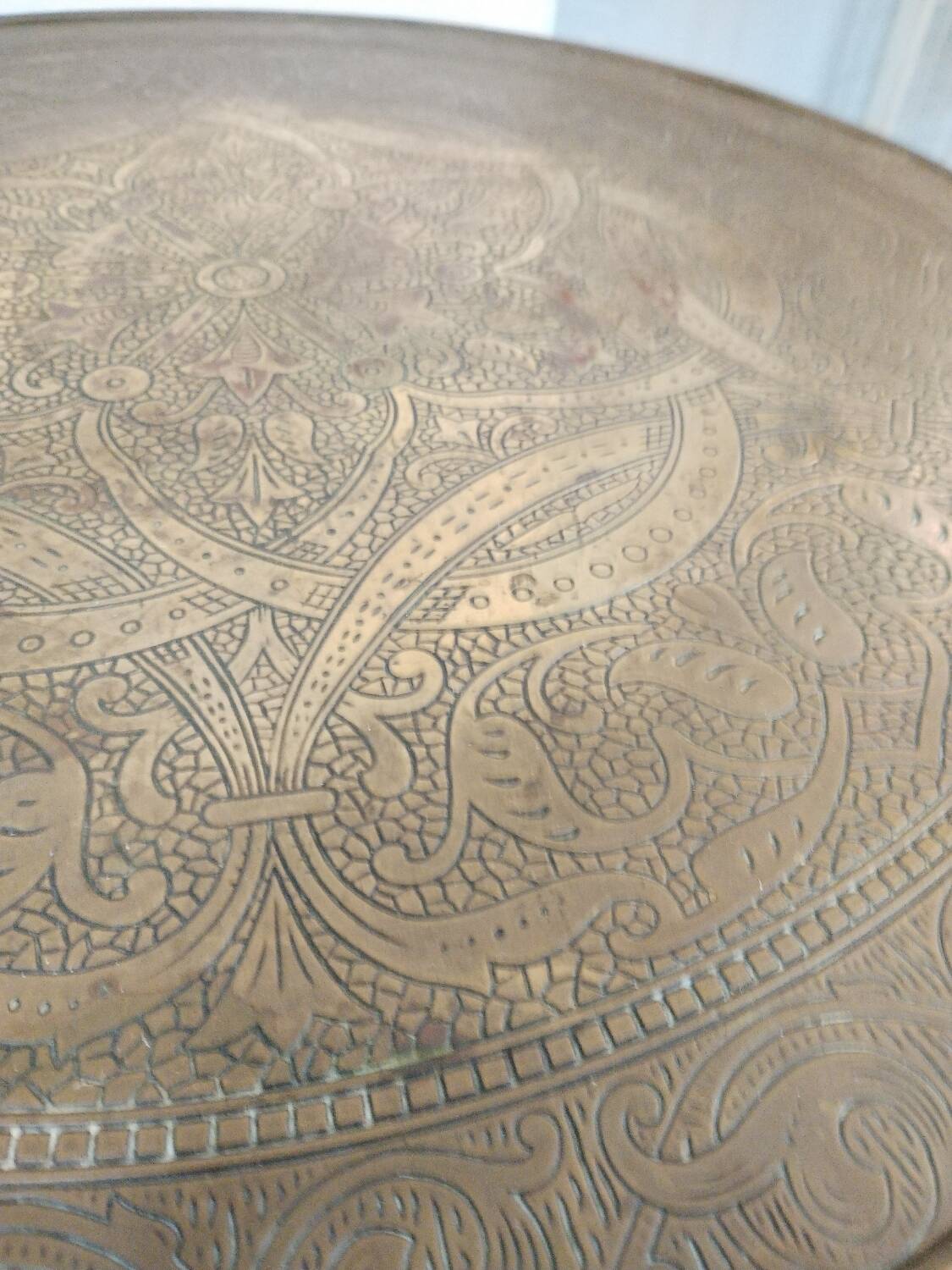 Brass side table with turned legs