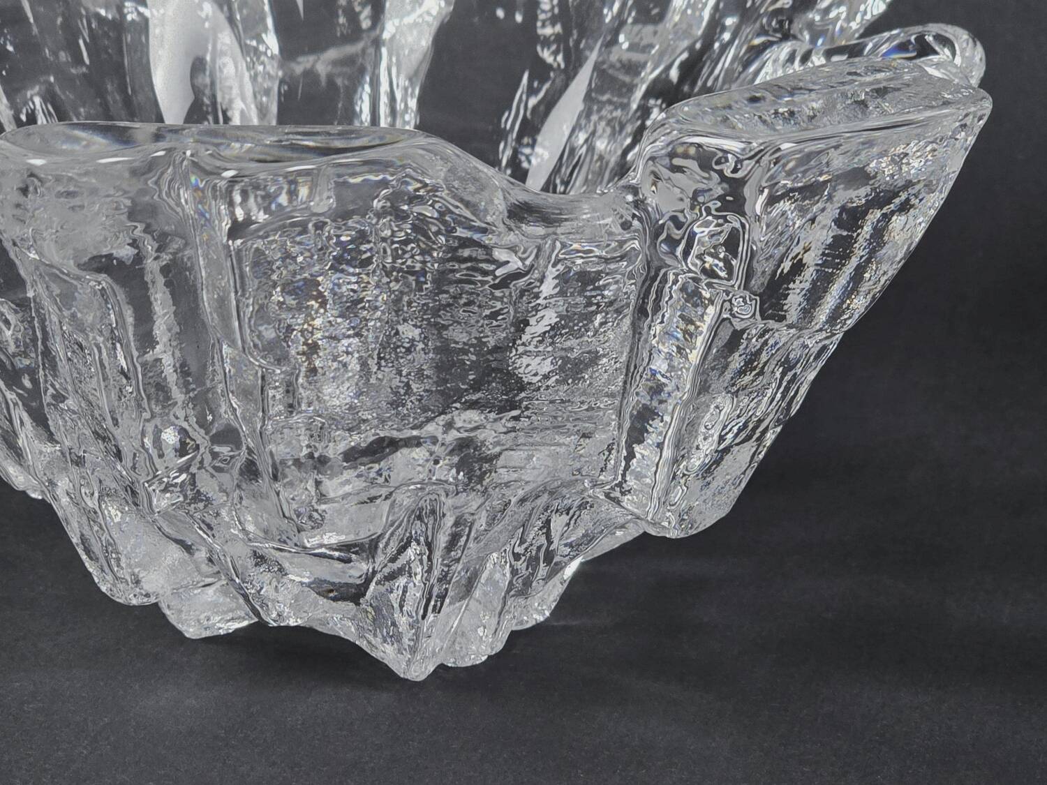 Vintage 1970s Maleras 'Isak' Art Glass Crystal Bowl By Mats Jonasson.
