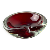 Sommerso red ashtray by Seguso, Murano glass, Italy, 1970