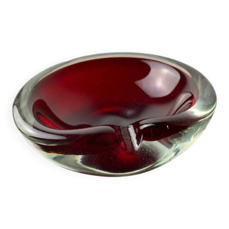 Sommerso red ashtray by Seguso, Murano glass, Italy, 1970
