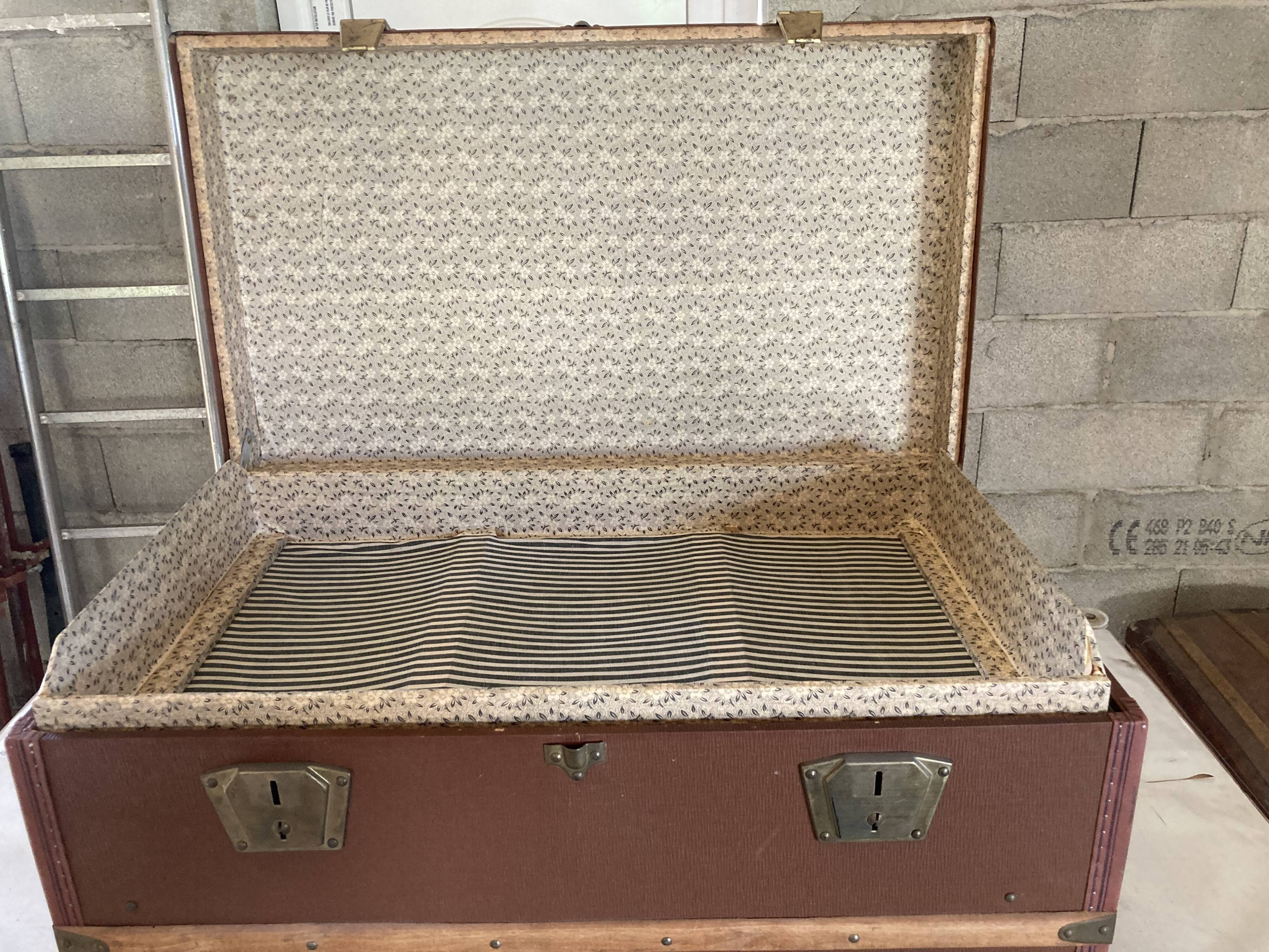 TRAVEL TRUNK RECTANGLE DEBUT XXE WOOD BROWN LEATHER SHEATH