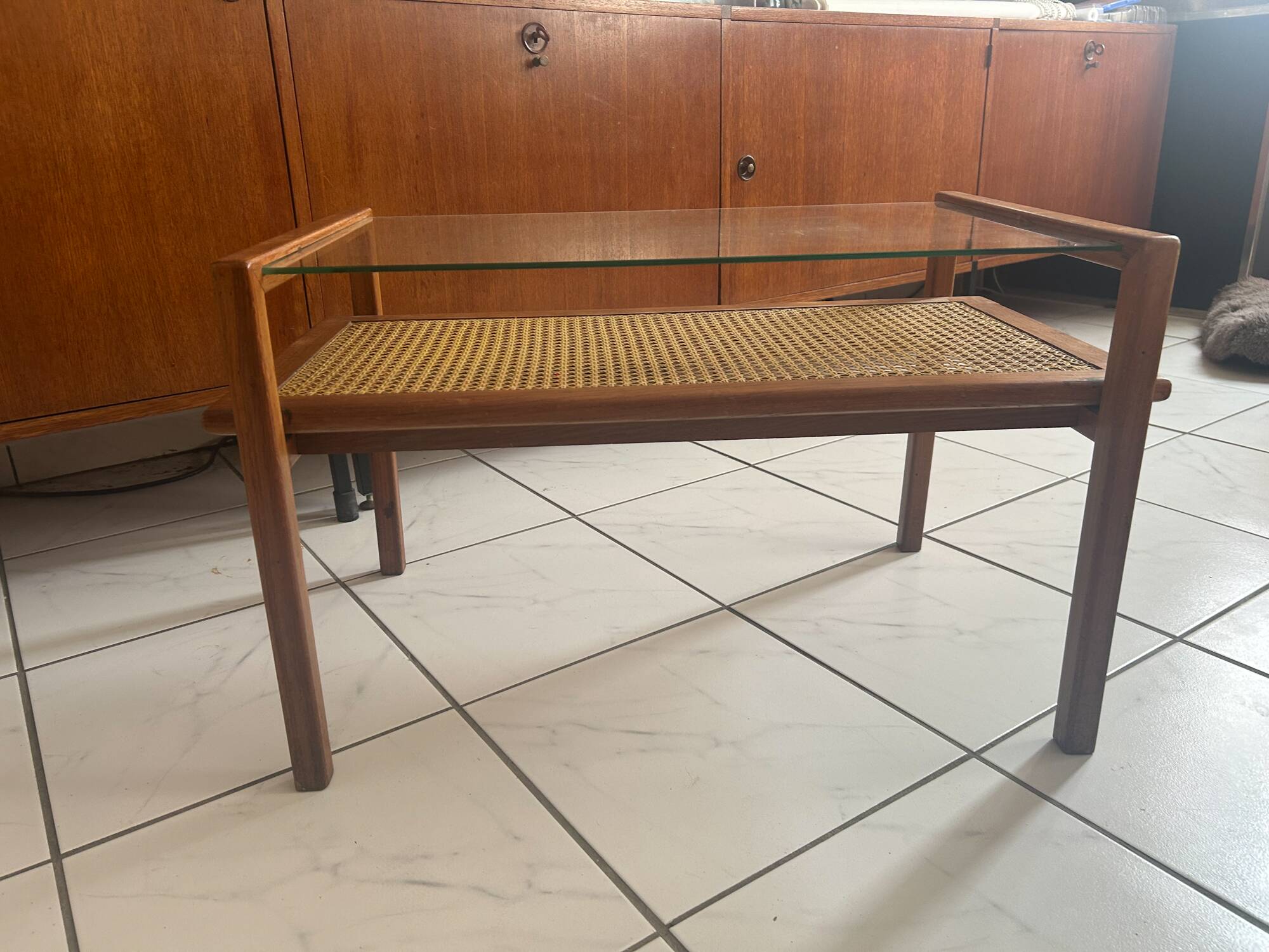 Mahogany coffee table Roger Landault 1960