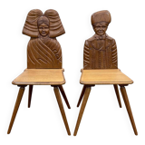 Pair of Alsatian oak chairs from the early 20th century