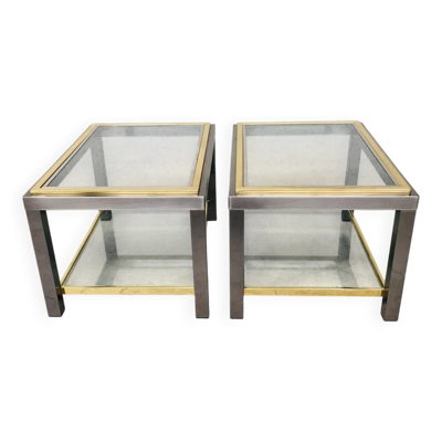 Hollywood Regency Two-Tier Sofa End Tables, 1970s, Set of 2