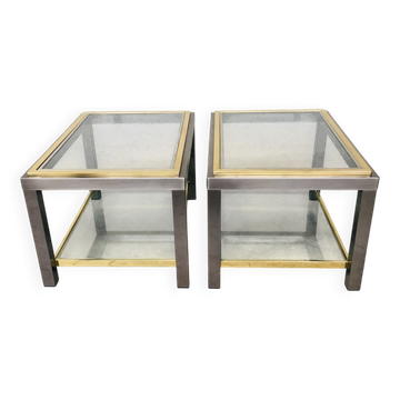 Hollywood Regency Two-Tier Sofa End Tables, 1970s, Set of 2