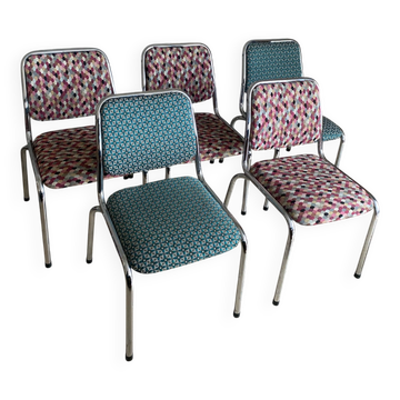 Set of 5 chrome chairs from the 1970s.