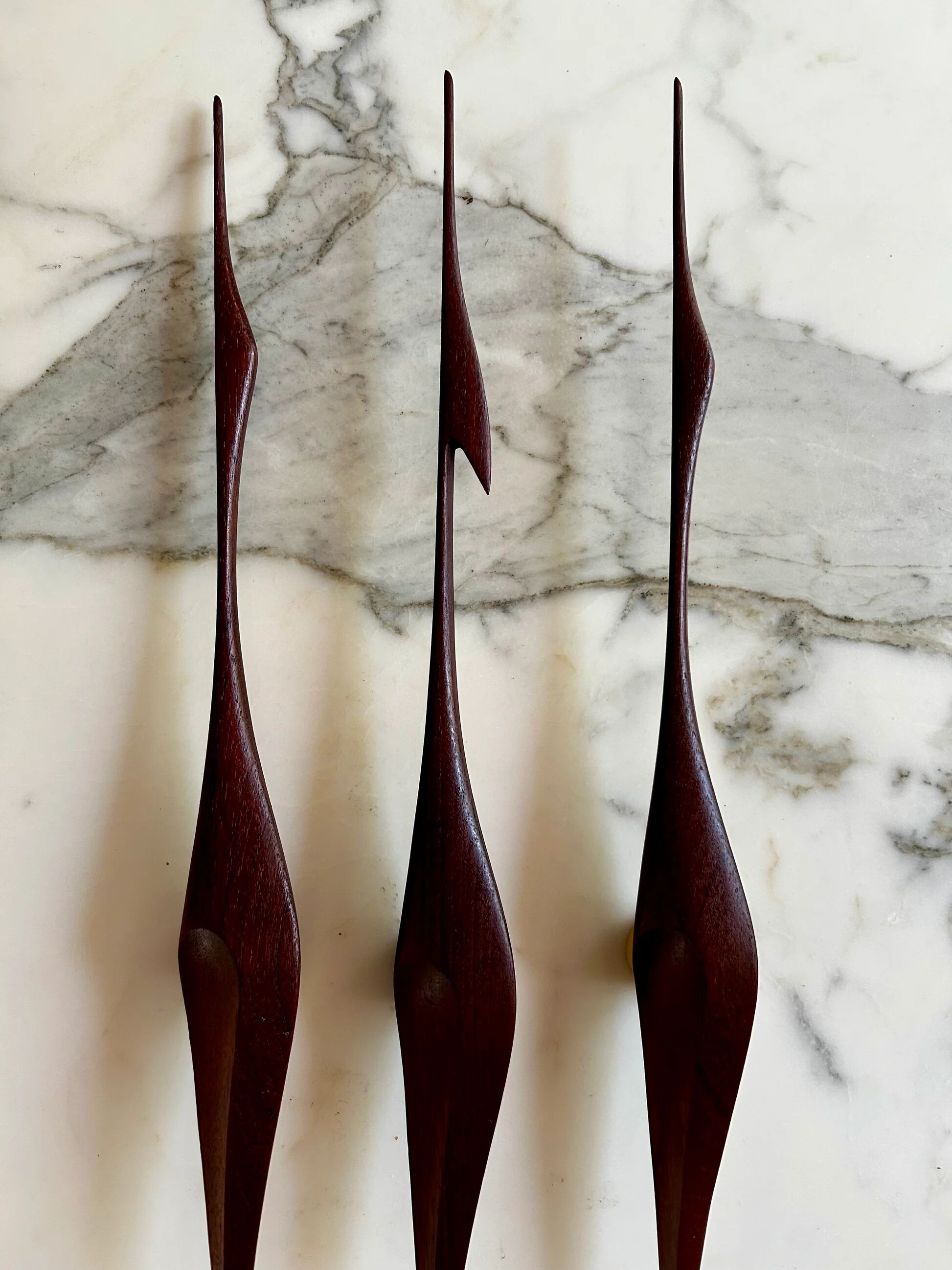 Set of 3 teak wall mounted cranes, Scandinavian modern, Denmark, 1960s