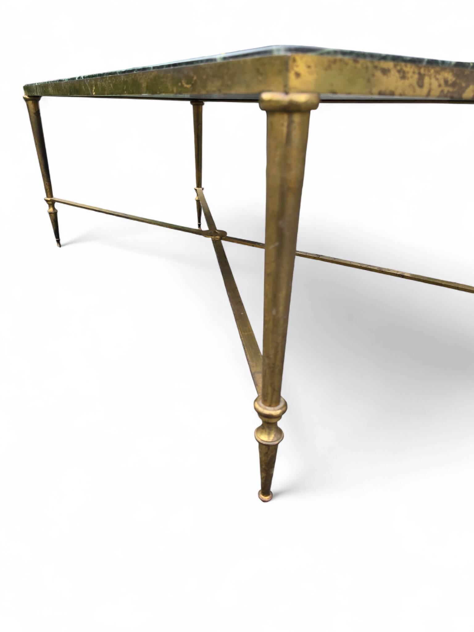 Green marble and brass coffee table