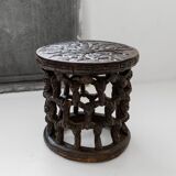 Vintage Bamileke stool from the 1950s - hand-carved table from Cameroon - African art - handmade, bohemian furniture, gift idea