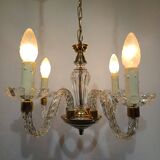 Lustre 4 lumières verre et laiton