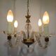4-light glass and brass chandelier