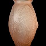 Art deco vase in powder pink glass