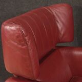 Italian armchair with footstool in leather from the 80s