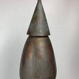 Patinated rustic copper and steel floor lamp with lantern, Indonesia 1980s