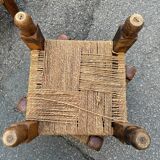 3 tabourets indiens en bois et cordes