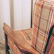 Scandinavian armchair in natural wool, orange, checked, 1965, Z. Baczyk