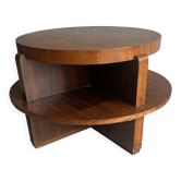 Vintage Art Deco round coffee table with double top