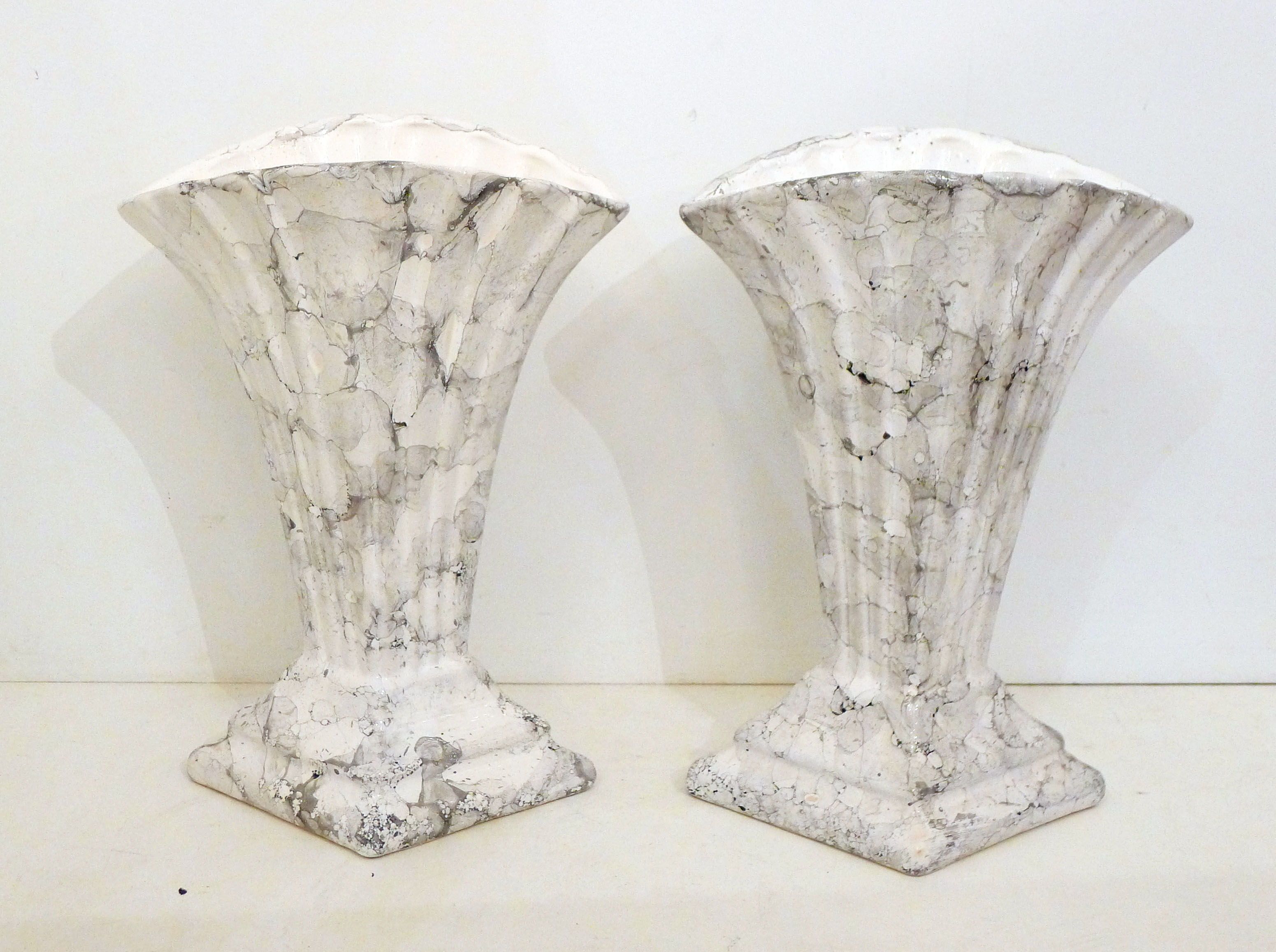 Pair of marble fan vases