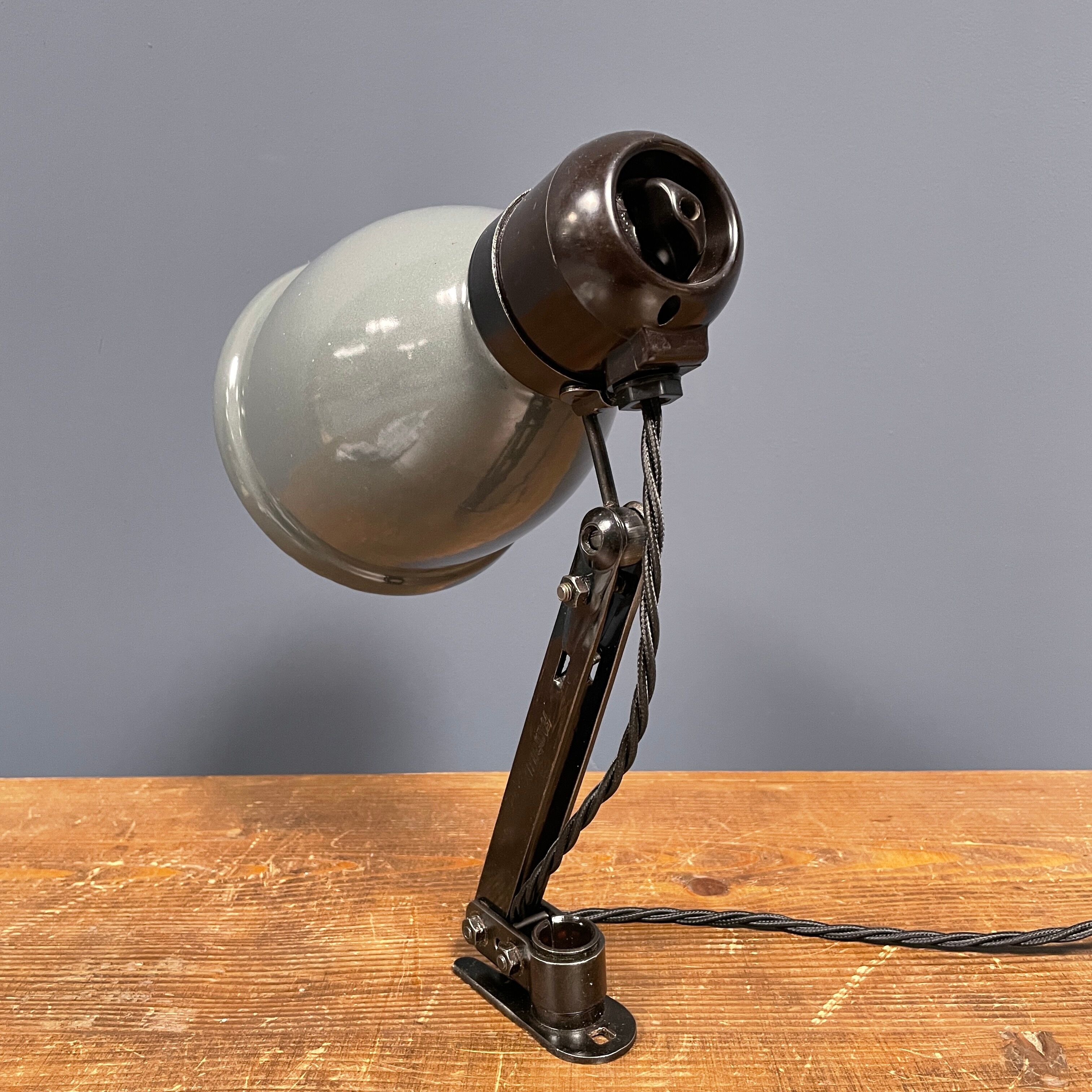 Industrial Fabrilux wall lamp with gray enamel shade