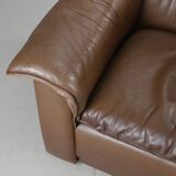 Vintage Pair of Brown Leather Lounge Armchairs — Second Half of the 20th