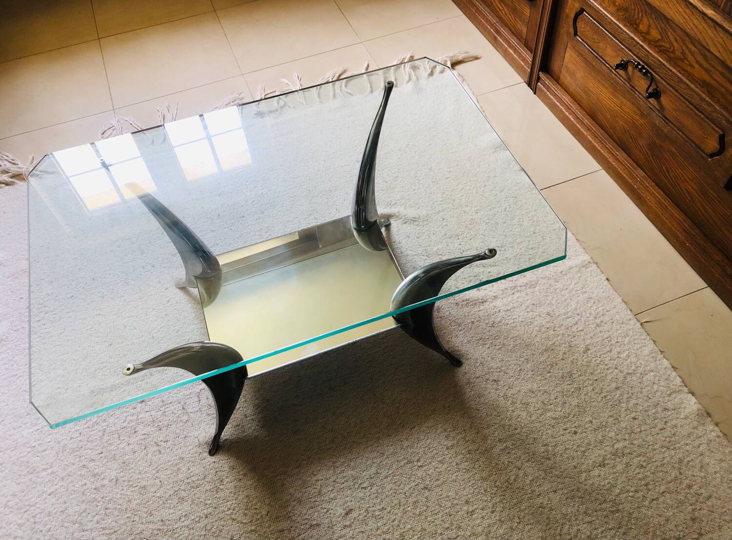 Vintage coffee table "shark fins"