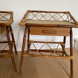 Pair of rattan bedside tables