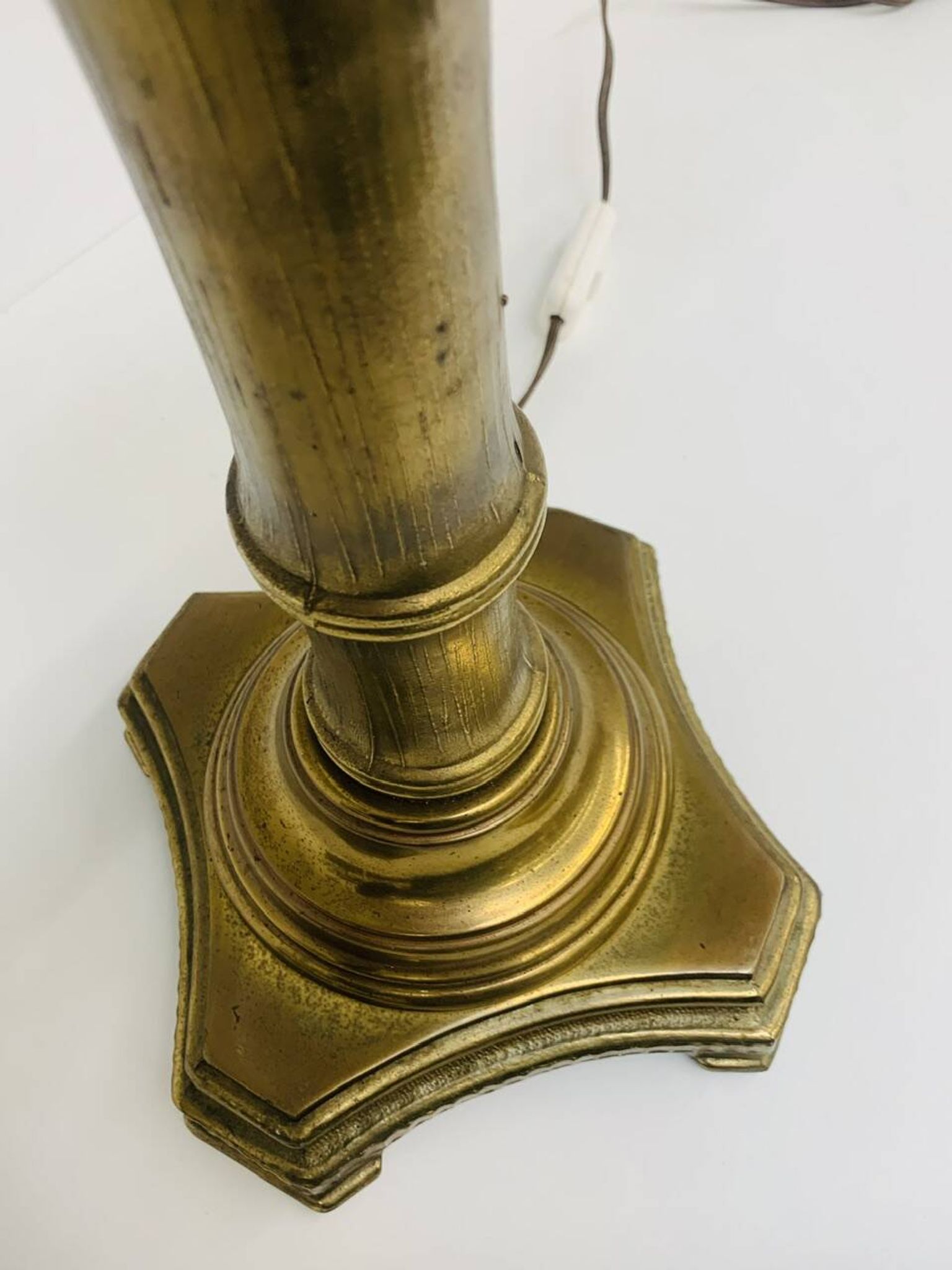 Vintage brass table lamp base in faux bamboo, 1970's