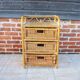 Ancienne commode 3 tiroirs en bambou et osier