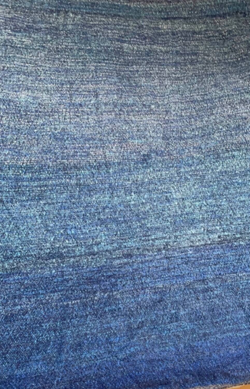 Blue ethnic hand-woven plaid