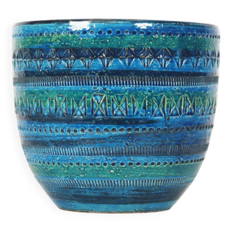 Pot de fleurs en céramique « Rimini Blue » des années 1960 par Bitossi Italie