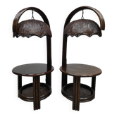 Tables d'appoint en bambou vintage lampe de chevet 'Parapluie'