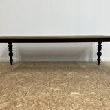 Table à manger classique en bois, pieds noirs, 12 couverts