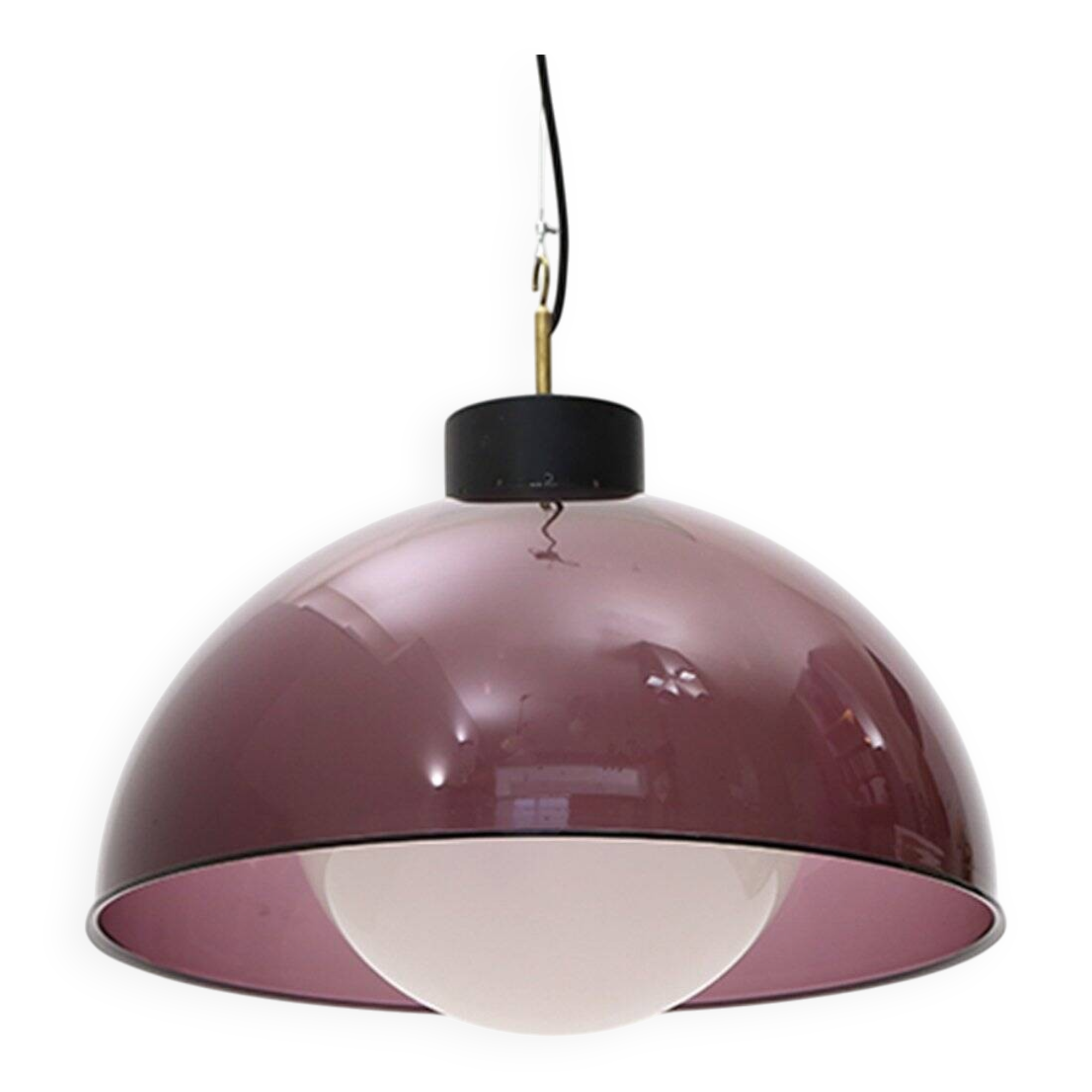 Suspended chandelier in violet methacrylate and glass, 1950s