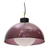 Suspended chandelier in violet methacrylate and glass, 1950s