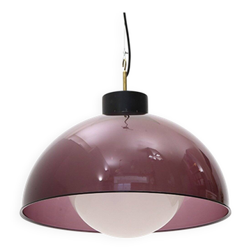 Suspended chandelier in violet methacrylate and glass, 1950s