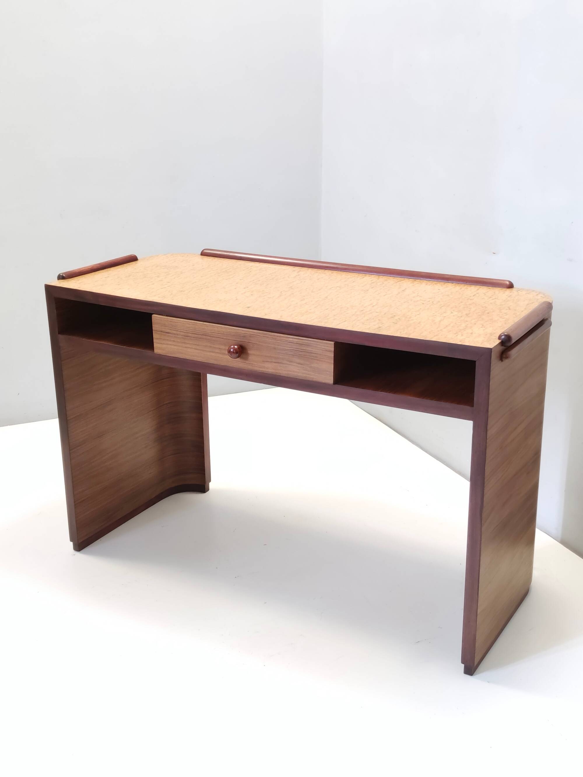 Art Deco desk in walnut, birch and beech, Brianza, Italy