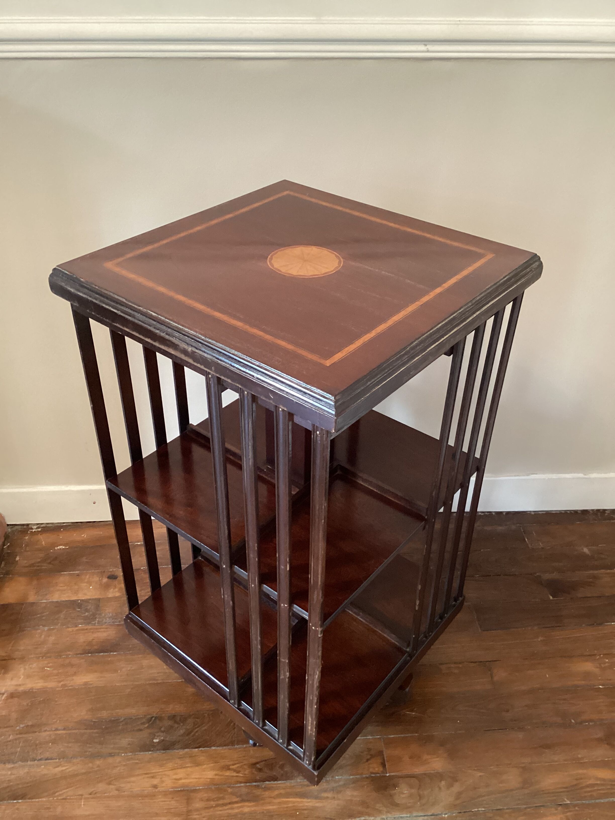 Rotating bookcase, vintage English