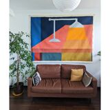 Lamp on table - painted tapestry